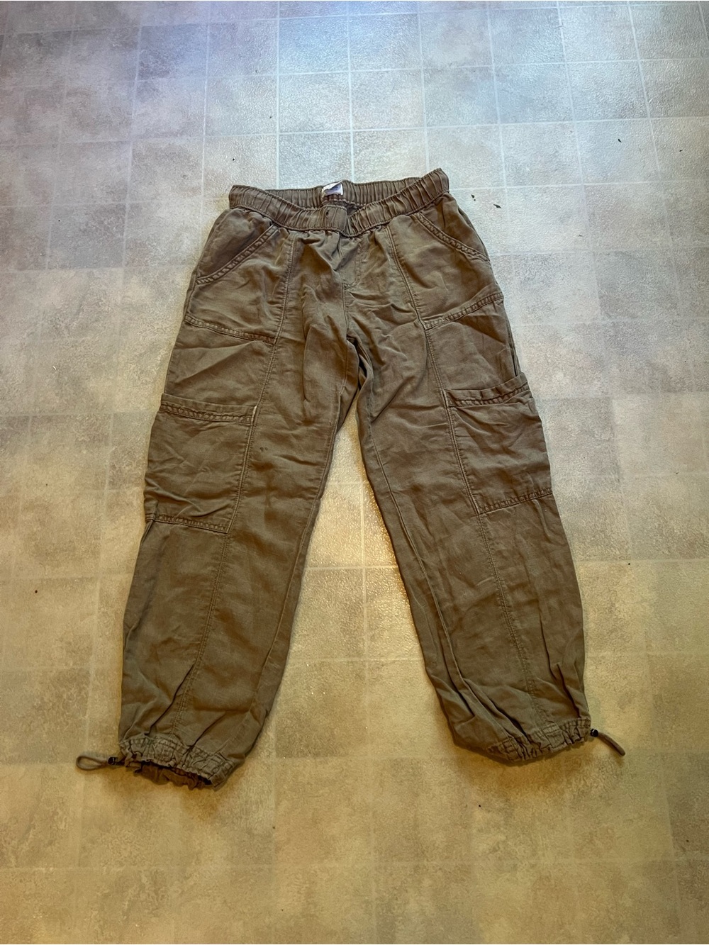 Nicole Miller Olive Green Cargo Pants with Drawstring Ankles